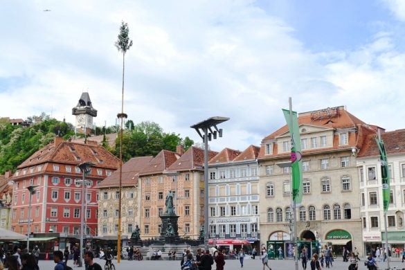 Graz main square clock tower