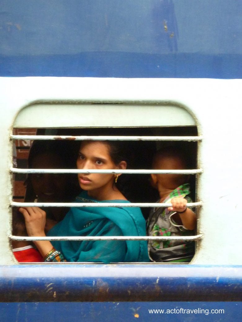 Woman in train India