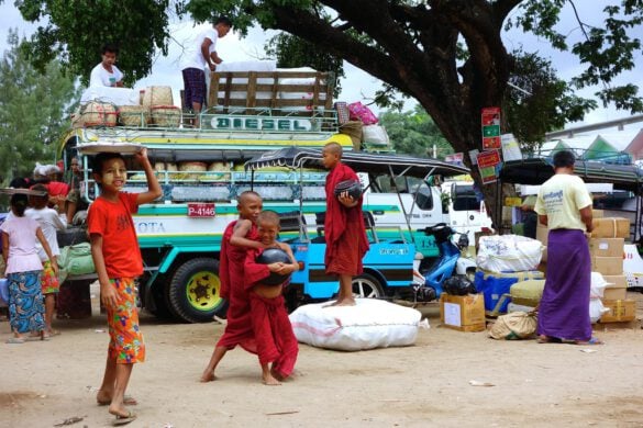 Daily life at bus station Monywa